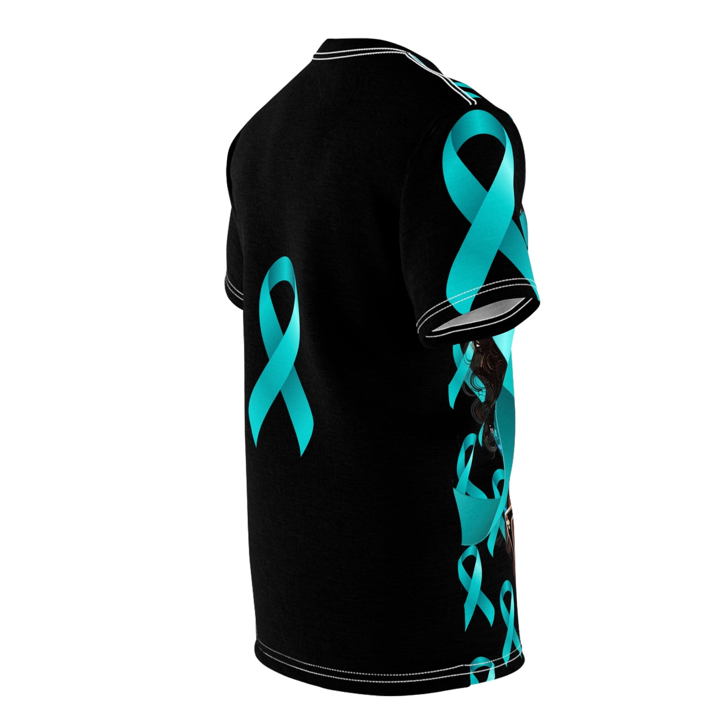 Teal Ribbon Awareness Tee – Afro Puff Woman All-Over Print