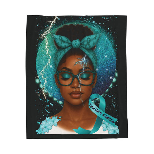 Trigeminal Neuralgia Teal Ribbon Blanket | Velveteen Plush Blanket